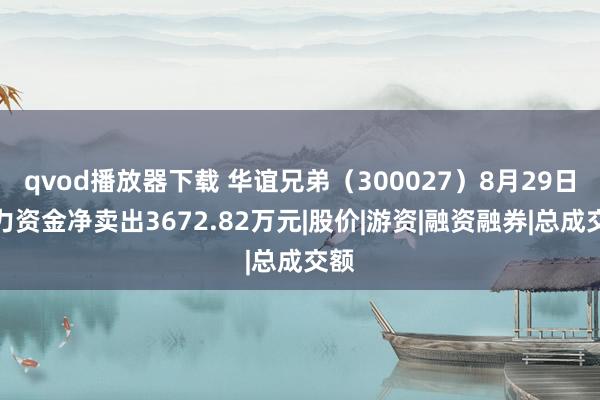 qvod播放器下载 华谊兄弟（300027）8月29日主力资金净卖出3672.82万元|股价|游资|融资融券|总成交额