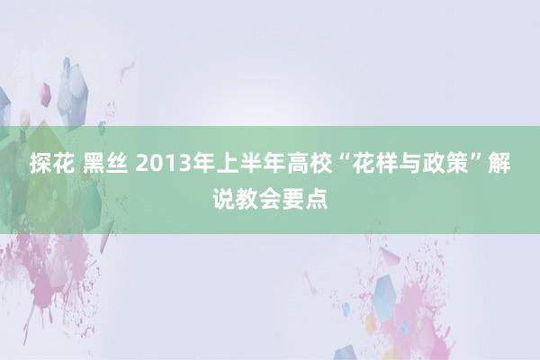 探花 黑丝 2013年上半年高校“花样与政策”解说教会要点